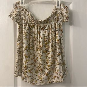 Off the Shoulder Cream Floral American Eagle Blouse